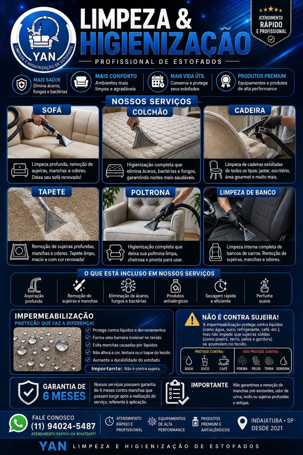 Serviços de limpeza e higienização profissional Yan